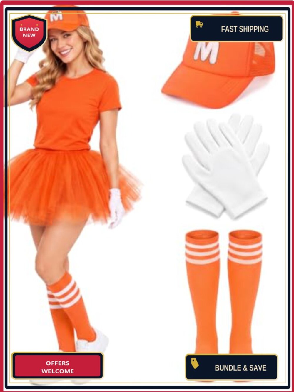 Halloween Letter M Group Costume Set Hat Socks Gloves